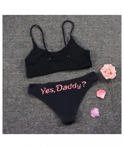 Yes Daddy Bra and Panty Set Swimsuit Anime Bikini Cosplay Lingerie Underwear Sets Black $9.40 Swimsuits