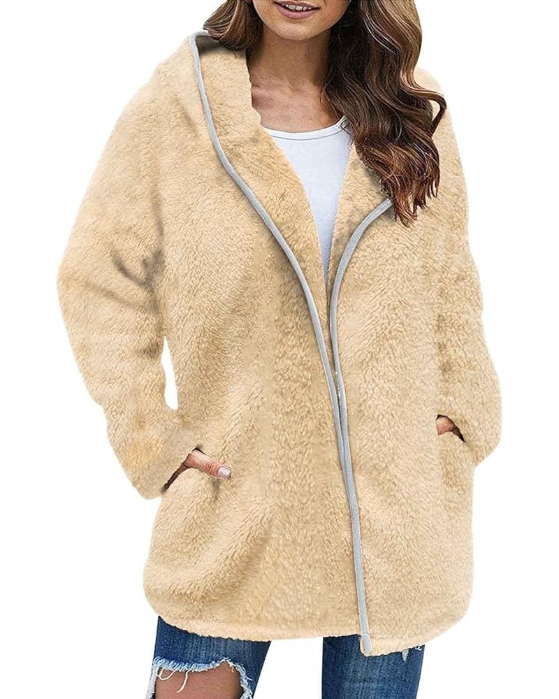 Women 2023 Fleece Sherpa Jacket Fall Winter Clothes Zipper Teddy Loose Faux Fur Quilted Coat Overcoat 1774-aytedmd-3-khaki $1...