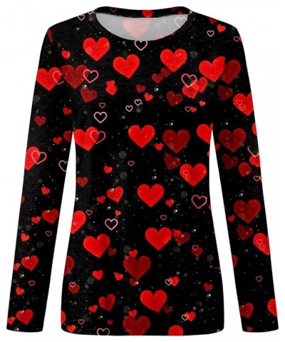 Valentine's Day Women's Tops Crewneck Casual 3/4 Length Sleeve Tshirt Love Heart Printed Loose Fit Blouse Tops 05-red $7.78 T...