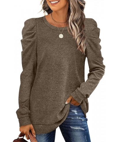 Womens Crewneck Sweatshirt Long Sleeve Tunic Tops Blouse Plus Size Comfy Coffee $9.73 Hoodies & Sweatshirts