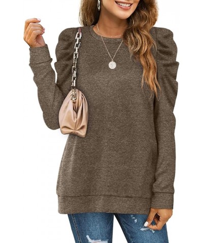 Womens Crewneck Sweatshirt Long Sleeve Tunic Tops Blouse Plus Size Comfy Coffee $9.73 Hoodies & Sweatshirts