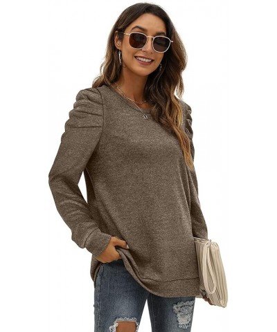 Womens Crewneck Sweatshirt Long Sleeve Tunic Tops Blouse Plus Size Comfy Coffee $9.73 Hoodies & Sweatshirts