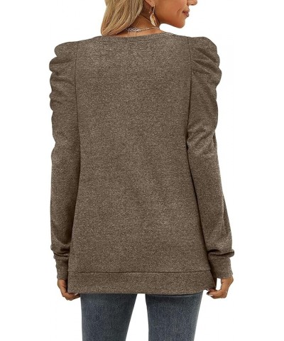 Womens Crewneck Sweatshirt Long Sleeve Tunic Tops Blouse Plus Size Comfy Coffee $9.73 Hoodies & Sweatshirts