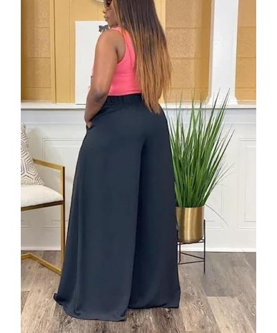 Casual Palazzo Pants for Women Lounge Pants Wide Leg Trousers Women Skirt Pants with Elastic Waistband 9399 Black $21.72 Pants