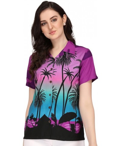 Womens Hawaiian Shirt Aloha Beach Top Blouse Casual Funny Summer Shirts Purple $10.25 Blouses