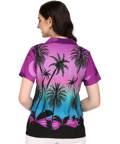 Womens Hawaiian Shirt Aloha Beach Top Blouse Casual Funny Summer Shirts Purple $10.25 Blouses