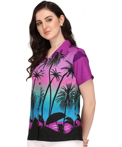 Womens Hawaiian Shirt Aloha Beach Top Blouse Casual Funny Summer Shirts Purple $10.25 Blouses