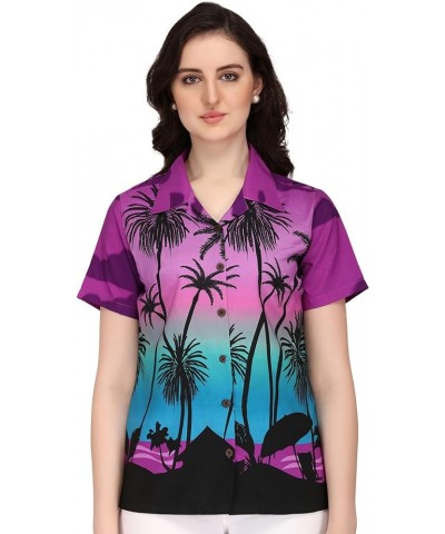 Womens Hawaiian Shirt Aloha Beach Top Blouse Casual Funny Summer Shirts Purple $10.25 Blouses