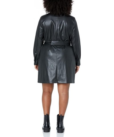 Women's Sam Vegan Leather Shirtdress Black $33.44 Dresses