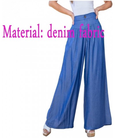 Linen Wide Leg Palazzo Pants for Women Smocked High Waisted Loose Fit Flowy Pants Casual Summer Lounge Trousers with Pockets ...