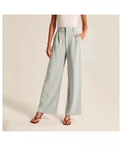 High Waisted Wide Leg Casual Suit Pants for Women Plus Size Straight Work Office Trousers Hiking Flowy Palazzo Pant Mint Gree...