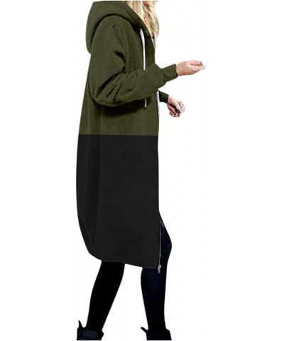 Women Casual Zip Up Hoodies Fleece Tunic Sweatshirt Long Plus Size Fashion Long Hoodie Jacket Coats with Pockets Army Green01...