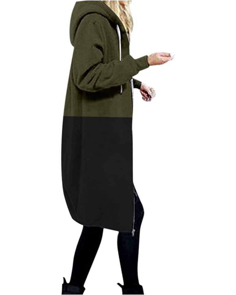 Women Casual Zip Up Hoodies Fleece Tunic Sweatshirt Long Plus Size Fashion Long Hoodie Jacket Coats with Pockets Army Green01...