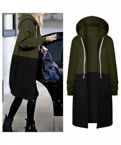 Women Casual Zip Up Hoodies Fleece Tunic Sweatshirt Long Plus Size Fashion Long Hoodie Jacket Coats with Pockets Army Green01...