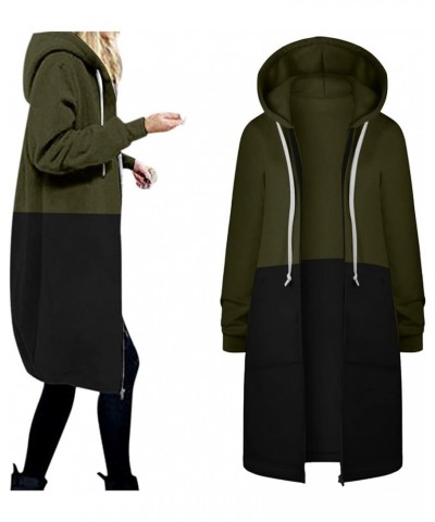 Women Casual Zip Up Hoodies Fleece Tunic Sweatshirt Long Plus Size Fashion Long Hoodie Jacket Coats with Pockets Army Green01...