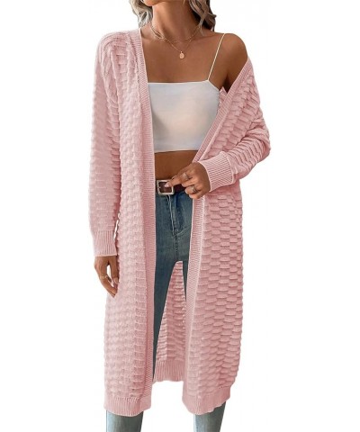 Women's Lightweight Long Cardigan Sweaters Casual Long Sleeve Open Front Drop Shoulder Oversized Fall Knitwear Light Pink $20...