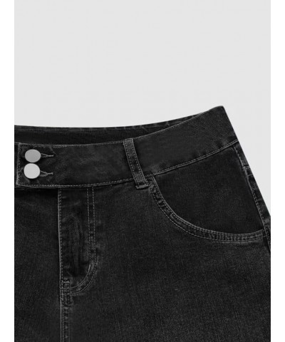 Straight Leg Jeans for Women Ripped Raw Hem Mid Waisted Bootcut Jeans Without Belts Black Grey $28.20 Jeans