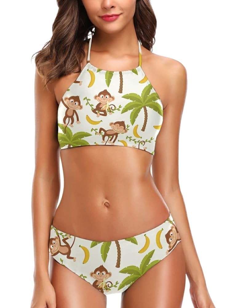 Womens Chic Summer Beach Hot Sexy 2 Piece Halter Neack High Waist Padded Swimsuit Monkey $11.97 Swimsuits