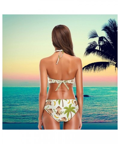 Womens Chic Summer Beach Hot Sexy 2 Piece Halter Neack High Waist Padded Swimsuit Monkey $11.97 Swimsuits