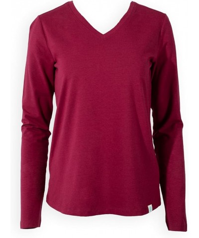 UPF 50+ Women's Morada Everyday Long Sleeve Deep V-Neck T-Shirt - Sun Protective Red Crush $25.00 T-Shirts