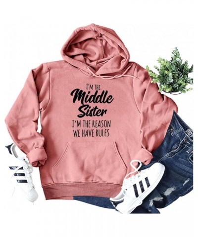 Sister Rules Hoodies Women I'm The Youngest/Middle/Oldest Sister Funny Matching Shirts Casual Hooded Sweatshirts 03rose Gold ...