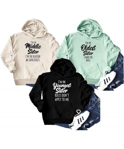 Sister Rules Hoodies Women I'm The Youngest/Middle/Oldest Sister Funny Matching Shirts Casual Hooded Sweatshirts 03rose Gold ...