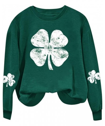 St Patricks Day Shirt Women Shamrock Print Sweatshirt Crewneck Lucky Irish Clover Pullover Tops Cute Casual Clothes 02green S...