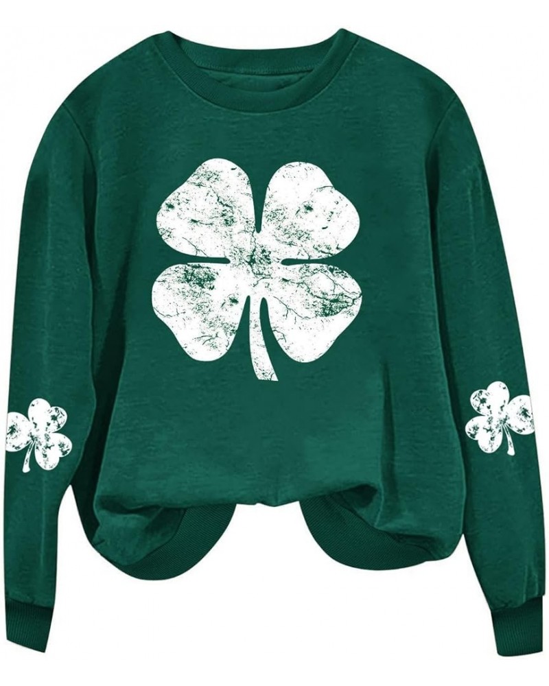 St Patricks Day Shirt Women Shamrock Print Sweatshirt Crewneck Lucky Irish Clover Pullover Tops Cute Casual Clothes 02green S...