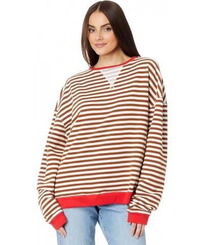 Free People Women's Classic Striped Crew Coffee Combo $43.26 Sweaters