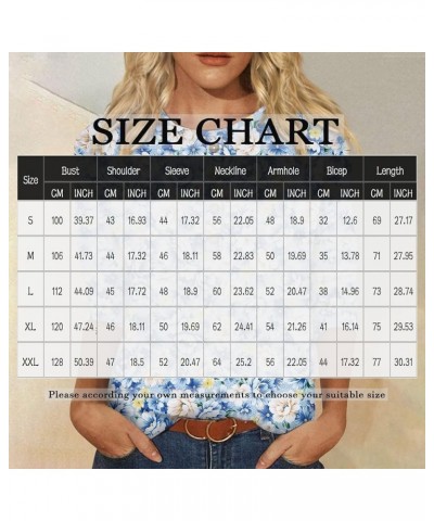 3/4 Length Sleeve Womens Tops, Casual Button Down Crewneck Floral Print Shirts 2024 Spring Fashion Dressy Blouses A-purple $1...