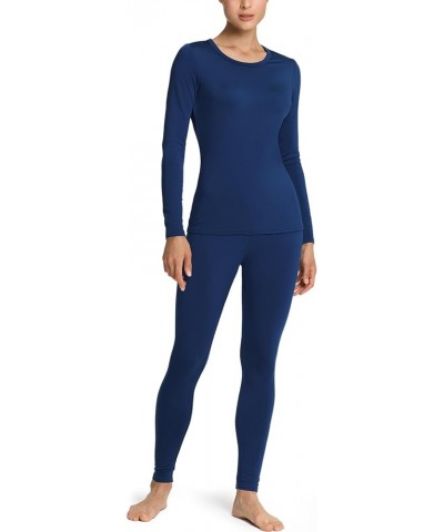 Women's Thermal Underwear Set, Soft Fleece Lined Long Johns, Winter Warm Base Layer Top & Bottom Fleece Set Navy $19.46 Under...