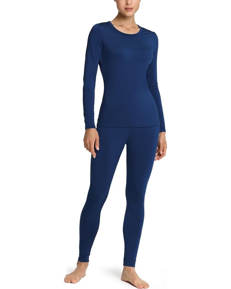 Women's Thermal Underwear Set, Soft Fleece Lined Long Johns, Winter Warm Base Layer Top & Bottom Fleece Set Navy $19.46 Under...