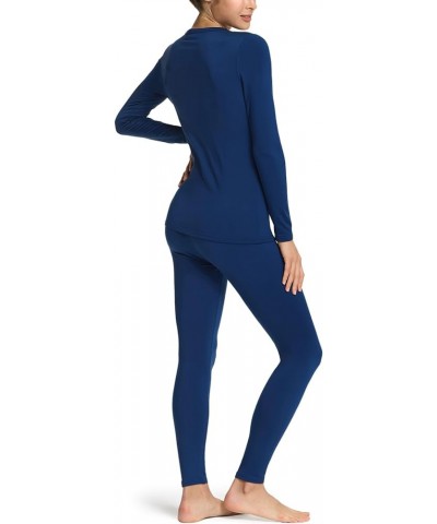 Women's Thermal Underwear Set, Soft Fleece Lined Long Johns, Winter Warm Base Layer Top & Bottom Fleece Set Navy $19.46 Under...