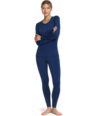 Women's Thermal Underwear Set, Soft Fleece Lined Long Johns, Winter Warm Base Layer Top & Bottom Fleece Set Navy $19.46 Under...