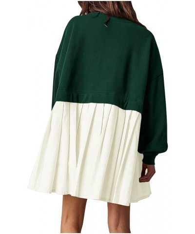 Women Oversized Sweatshirt Dress 2023 Fall Fashion Patchwork Crewneck Long Sleeve Pullover Sweatshirt Flowy Mini Dress D Gree...