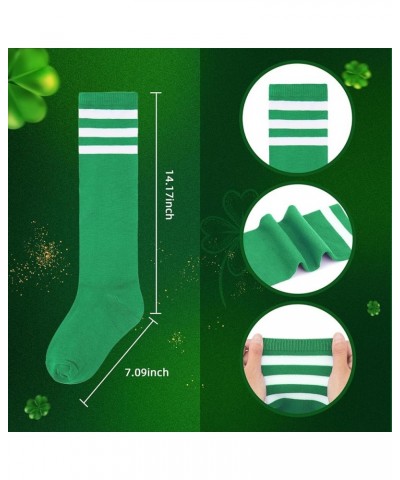 Knee High Socks for Women Stripe Tube Socks St Patricks Day Socks Mardi Gras Socks 1 Pack Pink Stripes White $7.55 Activewear