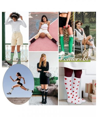 Knee High Socks for Women Stripe Tube Socks St Patricks Day Socks Mardi Gras Socks 1 Pack Pink Stripes White $7.55 Activewear