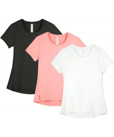 Women's Athletic Short Sleeve T-Shirts for Workout Running Yoga (Pack of 3) Black/Off White/Pale Pink $17.50 Activewear