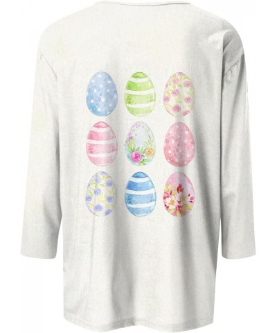 Easter Shirts for Women,2024 Women's Fashion Tees Casual Crewneck 3/4 Sleeve Loose Cute T Shirt Ladies Top 1-white $8.27 T-Sh...