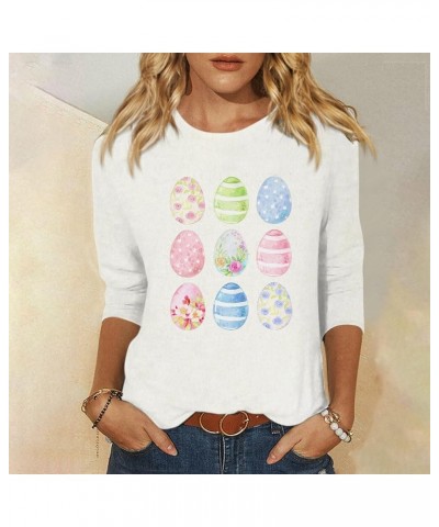 Easter Shirts for Women,2024 Women's Fashion Tees Casual Crewneck 3/4 Sleeve Loose Cute T Shirt Ladies Top 1-white $8.27 T-Sh...