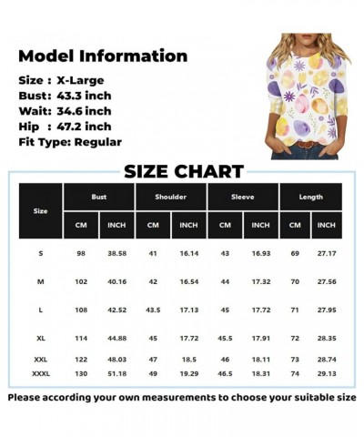 Easter Shirts for Women,2024 Women's Fashion Tees Casual Crewneck 3/4 Sleeve Loose Cute T Shirt Ladies Top 1-white $8.27 T-Sh...