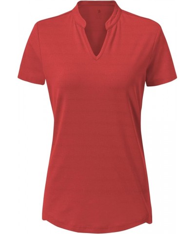 Women's V Neck Golf Polo Shirts Collarless Short Sleeve Lightweight Quick Dry Tennis Running T-Shirts Red $17.10 Activewear