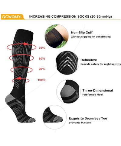 Women's Compression Socks Reflective Circulation 20-30 mmHg Knee High Graduated Medical Compression Socks 3 Pairs/Black $6.59...