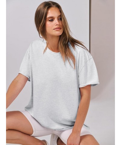 Women's Oversized Casual Loose Fit Short Sleeve Crewneck Summer Trendy Boxy T-Shirts Tops Blouse Light Grey $13.86 Blouses