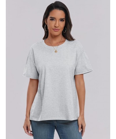 Women's Oversized Casual Loose Fit Short Sleeve Crewneck Summer Trendy Boxy T-Shirts Tops Blouse Light Grey $13.86 Blouses