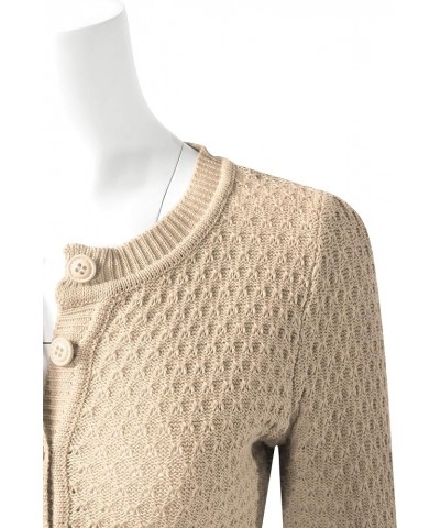 Women's Button Down 3/4 Sleeve Cropped Knit Cardigan Crochet Sweater (S-3XL) Oatmeal $19.60 Sweaters