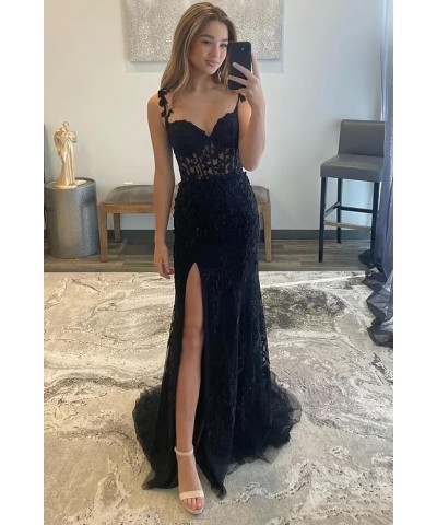 Women's Lace Mermaid Prom Dresses Long with Slit 2024 Spaghetti Straps Backless Formal Evening Gowns RA008 Emerald Green $52....