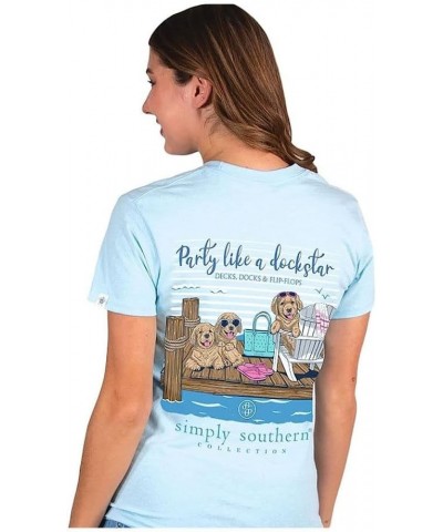 Party Like A Dock-Star, Decks, Docks, & Flip Flops Women’s Ice Blue Short Sleeve Shirt Ice $16.51 T-Shirts