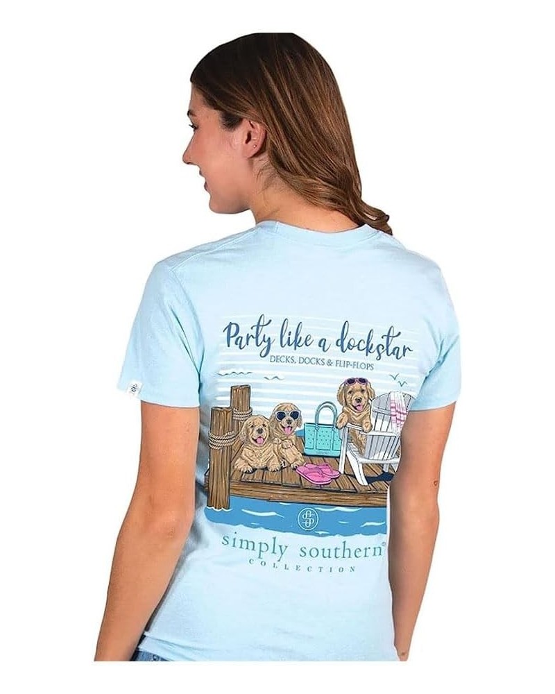 Party Like A Dock-Star, Decks, Docks, & Flip Flops Women’s Ice Blue Short Sleeve Shirt Ice $16.51 T-Shirts