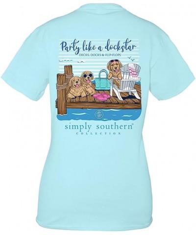 Party Like A Dock-Star, Decks, Docks, & Flip Flops Women’s Ice Blue Short Sleeve Shirt Ice $16.51 T-Shirts